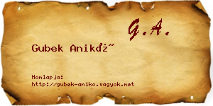 Gubek Anikó névjegykártya